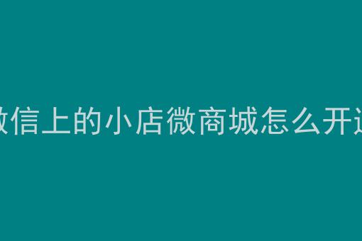 微信上的小店微商城怎么开通,微信怎么开通有赞微小店啊?